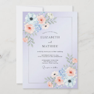 Invitación Boda de Coral Peonía Lila Suave
