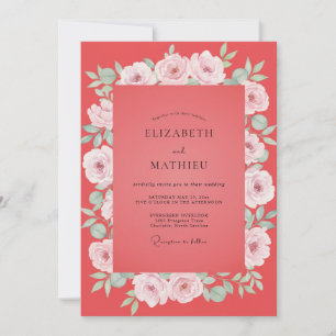 Invitación Boda de Coral Pintada con Hojas