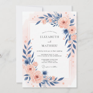 Invitación Boda de Coral Pizarra Foliage Eucalipto