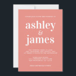 Invitación Boda de coral quemado por tipografía de Moda simpl<br><div class="desc">La invitación a la boda, sencilla y de moda, presenta una tipografía blanca, elegante y moderna sobre un fondo de coral quemado. Simplemente agregue los detalles de su boda. Diseñado exclusivamente para usted por Happy Dolphin Studio. Si necesita ayuda o productos coincidentes, póngase en contacto con nosotros en happydolphinstudio@outlook.com. ¡Estamos...</div>