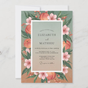 Invitación Boda de Coral Ranunculus Olivo Eucalipto