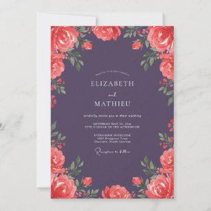 Invitación Boda de Coral Rosa Ciruela