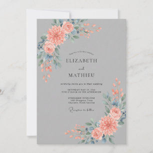 Invitación Boda de Coral Slate Dahlia