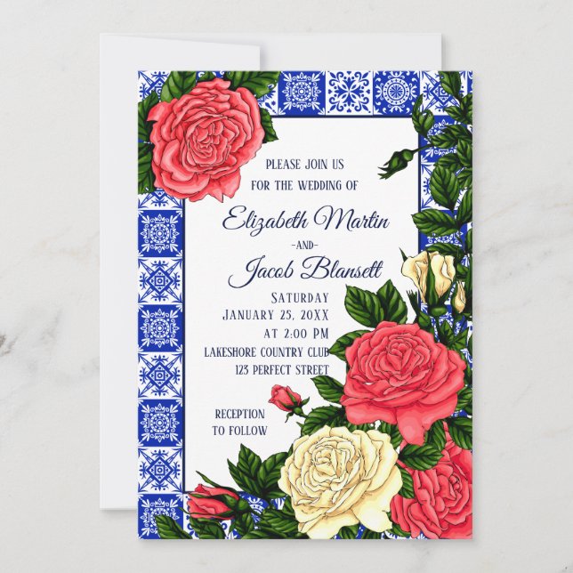 Invitación Boda de Coral y Cream en México (Anverso)