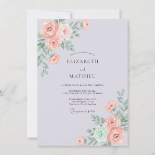 Invitación Boda de Coral y Peonía con Toque de Rosado Periwin