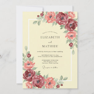 Invitación Boda de Coral y Peonía Granate