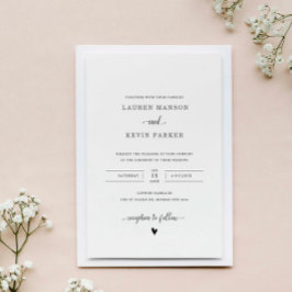 Invitación Boda de corazón de amor minimalista y cortés