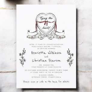 Invitación Boda de Corazón Dibujado a Mano Atando el Nudo