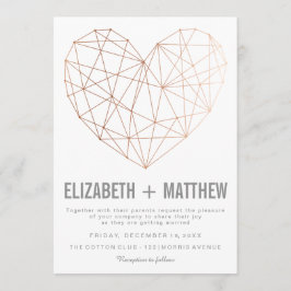 Invitación Boda de corazón geométrico rosa moderno