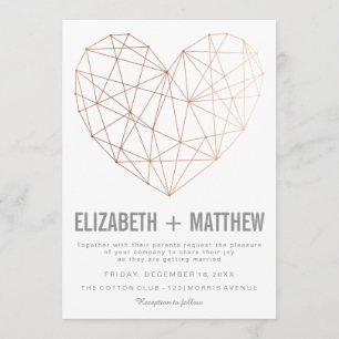 Invitación Boda de corazón geométrico rosa moderno