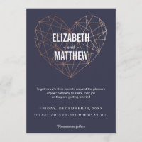 Boda de corazón geométrico rosa moderno