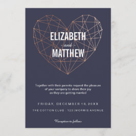 Invitación Boda de corazón geométrico rosa moderno