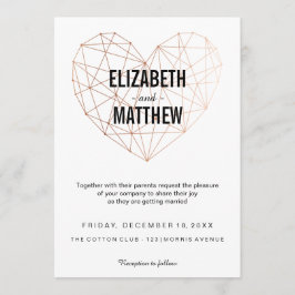 Invitación Boda de corazón geométrico rosa moderno