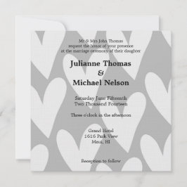 Invitación Boda de corazón gris y blanco