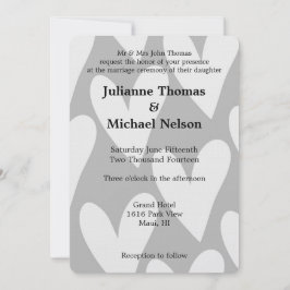 Invitación Boda de corazón gris y blanco