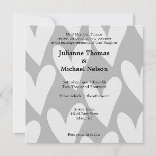 Invitación Boda de corazón gris y blanco