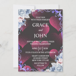 Invitación Boda de Corazón Rojo Elegante