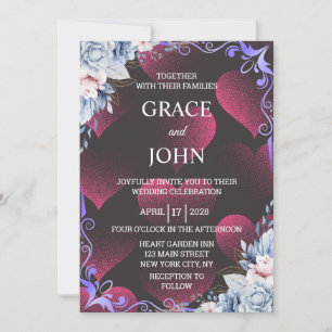 Invitación Boda de Corazón Rojo Elegante