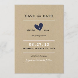 Invitación Boda de corazón simple, guardar la fecha