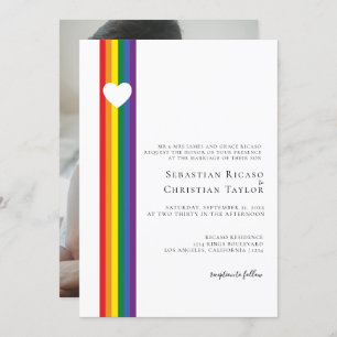 Invitación Boda de corazón y gay arcoiris