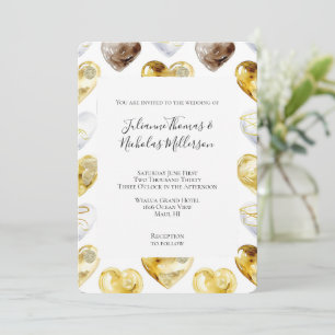Invitación Boda de Corazones Blancas de Oro Chocolate