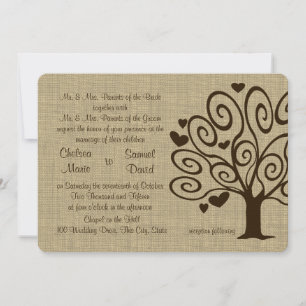Invitación Boda de corazones de árbol
