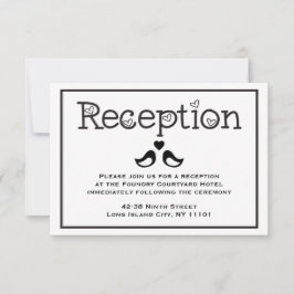 Invitación Boda de Corazones de Aves de Recepción Blanca y Ne