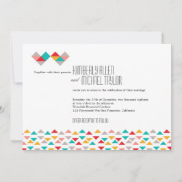 Invitación Boda de corazones de triángulo geométrico colorido