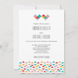Invitación Boda de corazones de triángulo geométrico colorido