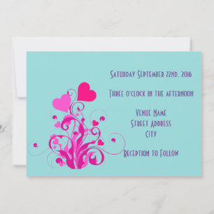 Invitación Boda de corazones decorativos