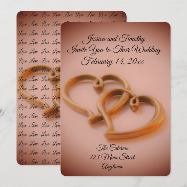 Invitación Boda de corazones vinculados (Anverso / Reverso)
