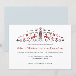 Invitación Boda de Corazones y Renos Escandinavos de Arte Pop