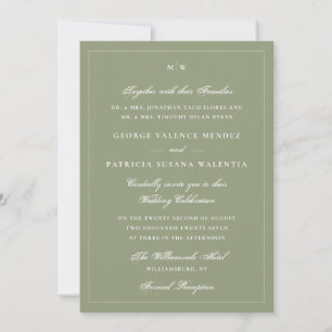 Invitación Boda de Corbata Negra con Monograma de Elegante Mu