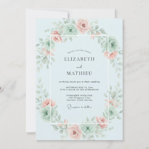 Invitación Boda de Corona de Acuarela Azul Hielo