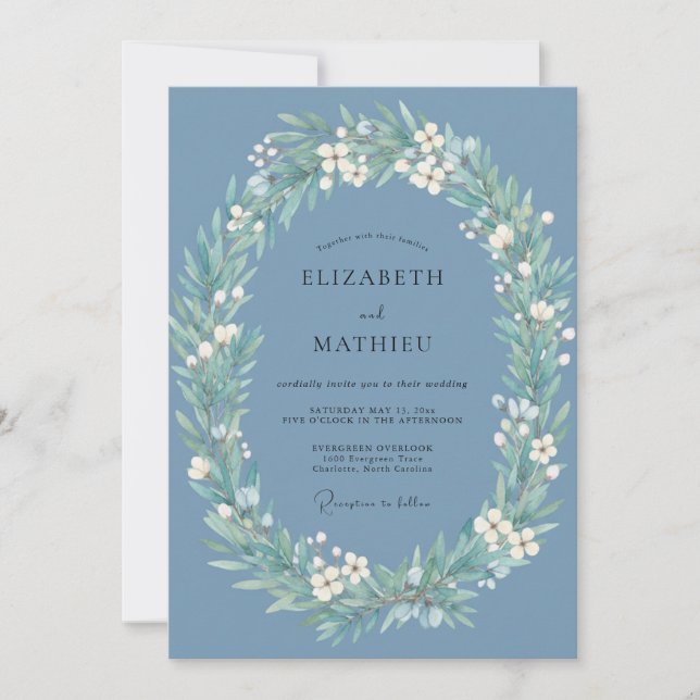 Invitación Boda de Corona de Acuarela de Acero (Anverso)