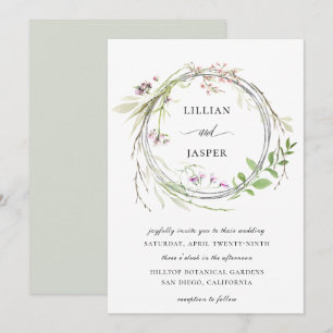 Invitación Boda de corona de aro de flores silvestres elegant