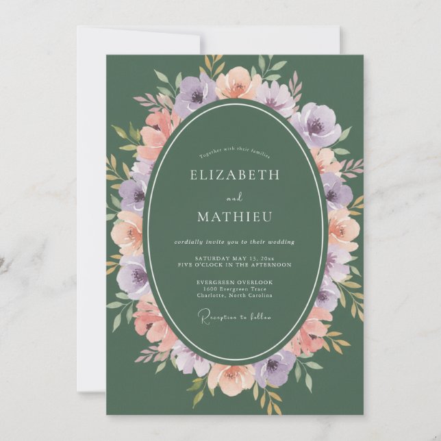 Invitación Boda de Corona de Coral Lila (Anverso)