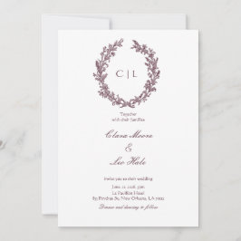 Invitación Boda de Corona de Flores Silvestres Burgundy Rústi