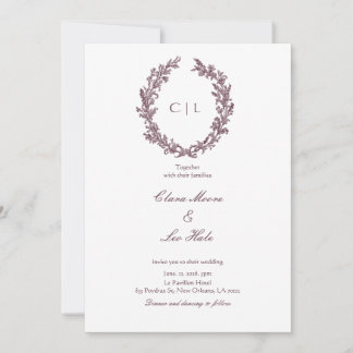 Invitación Boda de Corona de Flores Silvestres Burgundy Rústi