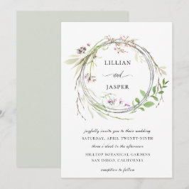 Invitación Boda de corona de flores silvestres elegante