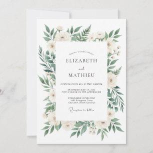 Invitación Boda de Corona de Follaje de Marfil