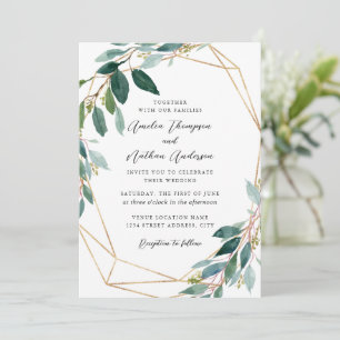 Invitación Boda de Corona de Hojas Modernas