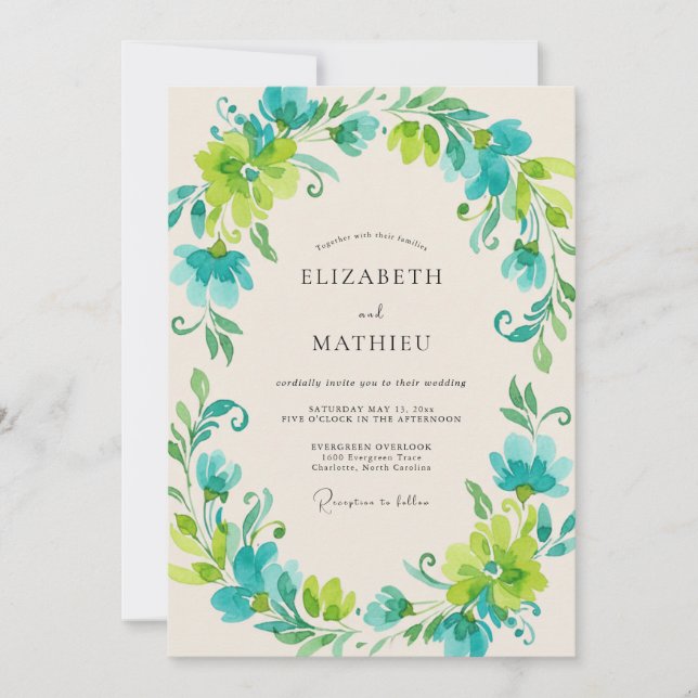 Invitación Boda de Corona de Lima Verde (Anverso)