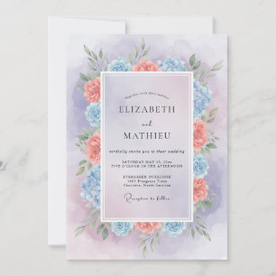 Invitación Boda de Corona de Melocotón Cálido Vinca menor