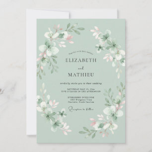 Invitación Boda de Corona de Menta Espuma de Mar