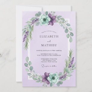 Invitación Boda de Corona de Menta Lila