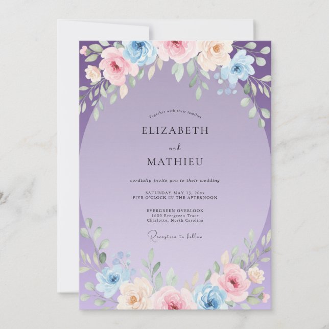 Invitación Boda de Corona de Pastel de Vinca (Anverso)