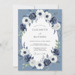 Invitación Boda de Corona de Periwinkle de Acero Costero