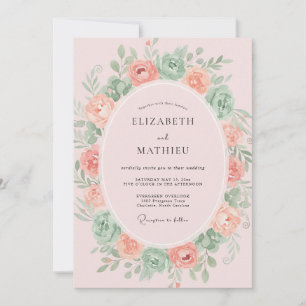 Invitación Boda de Corona de Salvia y Melocotón
