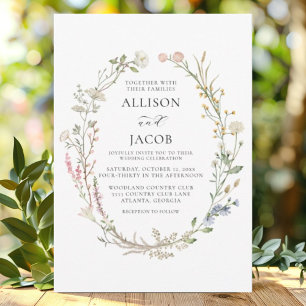 Invitación Boda de Corona Floral Acuarela